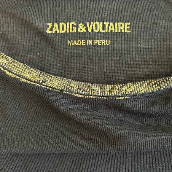 Zadig & Voltaire Black & Metallic Gold Willy LS T-Shirt Size M - Picture 7 of 7